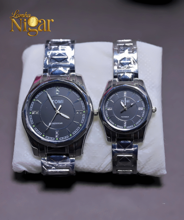 TOMI Branded Black Dial Watch for Couples | Best Silver Watch Price