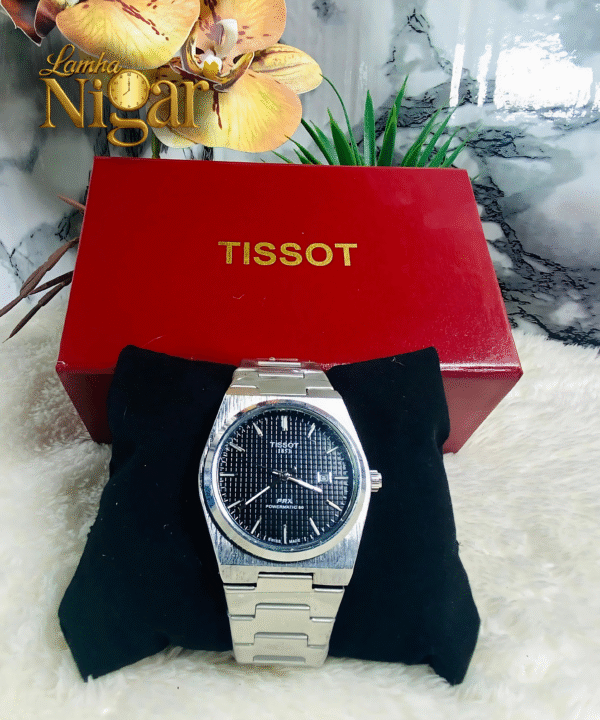 Tissot Black Dial Watch | Silver Chain Watch for Men